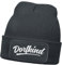 MoonWorks® Herren Beanie mit Patch Dorfkind Strickmütze mit Spruch Aufdruck Lustig Mütze Männer Dunkelgrau Unisize