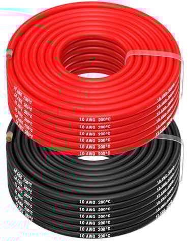 MMOBIEL 10 AWG Cavo Elettrico Silicone - 10 gauge (5,26 mm²) Cavo in Rame Stagnato - 2 Fili Separati Rosso e Nero Ciascuno 20m / 65.6ft per RC, Droni, Stampanti 3D, Batterie, Cavi Oratori, Strisce LED