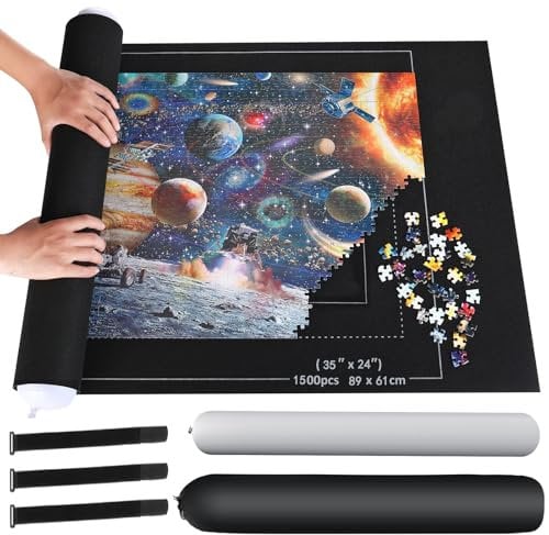 ZOYIDOUX Puzzlematte Puzzlerolle, Puzzelmatten für Puzzle bis 1500,1000,500 leicht zu lagern und zu transportieren,Riesenfilzmatte zur Aufbewahrung von Puzzles(66 * 118cm)