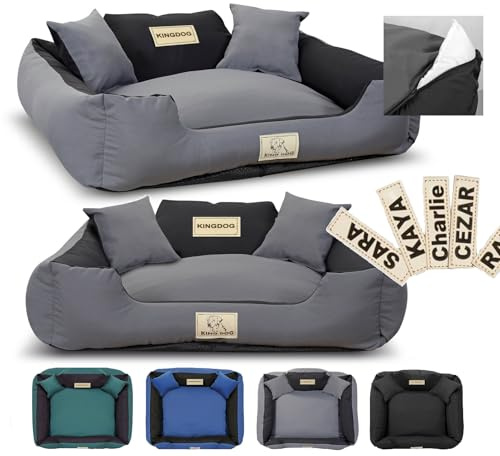 KING DOG Hundebett MM43 100x75 cm personalisiert abnehmbar antirutsch dunkelgrau