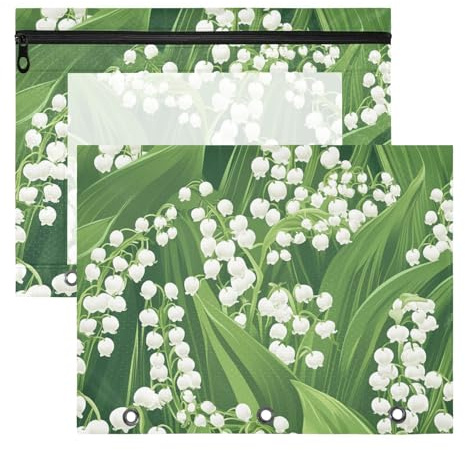WDdZzyy Finland Lily Valley Beauty Summer Flowers Federmäppchen, Mehrzweck-Aufbewahrungstasche für 3 Ringe, Ordner, 2 Stück, Lehrerklasse