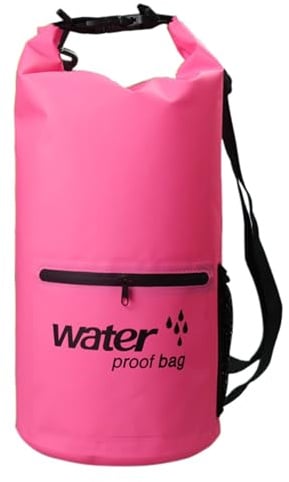 Dry Bag wasserdichte Tasche - 10 Liter | Wasserfester Packsack Seesack Beutel Waterproof Drybag + Roll-Top + Schultergurt | Schwimmen Baden Strand Kanu SUP Tauchen Handy (Rosa)