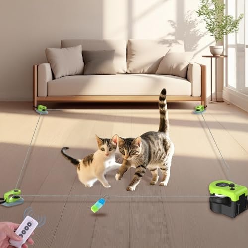 ITSHINY Katzenspielzeug Elektrisch, Katzenspielzeug Selbstbeschäftigung mit anpassbaren Laufwegen, Auto- und manuellen Modi,USB Wiederaufladbarer Interaktives katzenspielzeug Grün