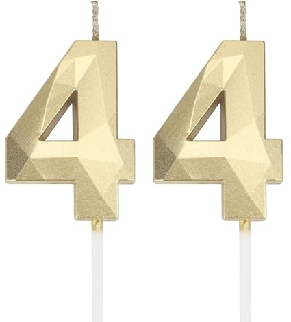 DTXLX Gold Zahl 44 Geburtstagskerzen Kuchen Deko | Zahlen, 3D, für, geburtstagsdeko, Kinder, Partys, Hochzeiten, Firmenfeiern, Jubiläen