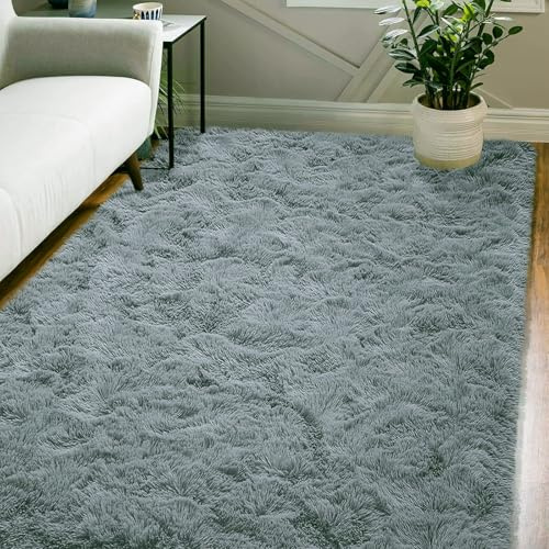 ANJIAJIE Flauschiger Hochflor Teppich 40 x 280 cm Hochflor Langflor Weich Modern Unifarben Flauschig Teppich Wohnzimmer für Wohnzimmer Schlafzimmer Flur, Grau