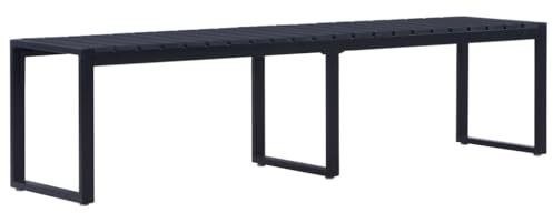Frdhee Außenbank Sitzbank, Gartenbank 180 cm PS-Platte Schwarz, Wetterfest, Pflegeleicht