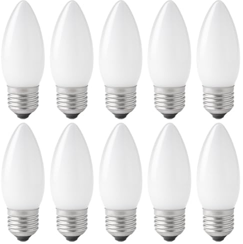 NCC-Licht 10 Stück Kerzenlampe C35 matt E27 15 Watt warmweiß dimmbar 230V | Leuchtmittel aus mattiertem Glas, dimmbar, mit E27-Sockel, gemütliches Licht ideal für Kronleuchter