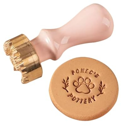 Personalisierter Tonstempel mit Ihrem Design for Keramik, Seife und Wachs. Messingkopf mit Holzgriff. Zeichen(1 inch)