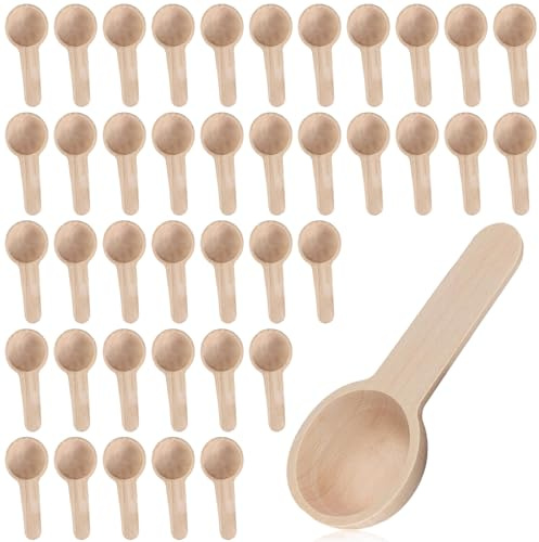 Aililong Set di cucchiai in Legno 40 cucchiai Piccoli in Legno, Mini cucchiai da Espresso, cucchiai per marmellata e cucchiai per Uova, Comodi Set da Cucina e cucchiai da tavola