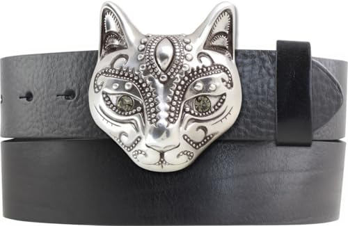 BELTINGER Gürtel aus Vollrindleder mit Katze-Schließe 4,0 cm | Ledergürtel mit Cat Buckle für Damen Herren 40mm | Leder-Gürtel mit Druckknöpfen 4cm
