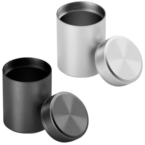 BHSTTNIXP 2Pcs Aluminum Storage Jars, 60ml Smell Proof Containers, Portable Airtight Metal Sealing Jars, Multipurpose Small Storage Bottles for Coffee, Tea, Spices, Sugar, Herbs, Travel Use