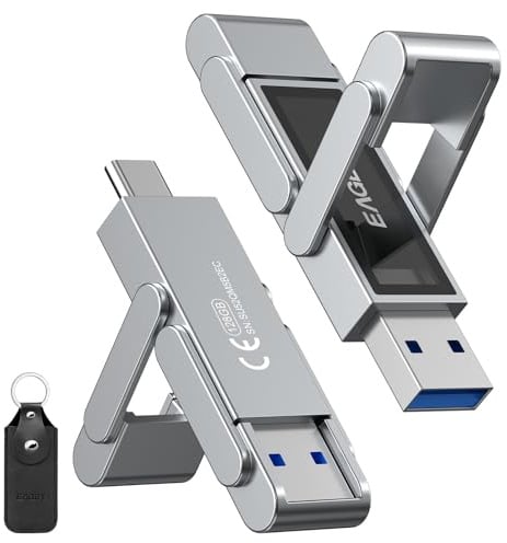 EAGET 128GB Dual Drive USB C Stick, bis zu 400 MB/s, Typ-C & USB-A Speicherstick, USB 3.2 Speicherstick für iPhone 15/16/17, Android Handy, Tablet, Laptop und Mac, Metallgehäuse, Titangrau