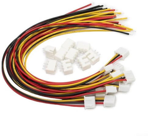 ZWEquipint 10 Sets for JST XH 2.54mm Wire Connector Kit, 2/3/4 Pin Male Female-Plug Socket, with 200mm 24AWG Cable, for Electronics Projects(3 Pin)