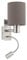 EGLO Wandlampe Pasteri, 2-flammige Textil Wandleuchte mit LED Leselicht, Leselampe aus Metall in Silber und Stoff in Anthrazit-braun, E27 Fassung