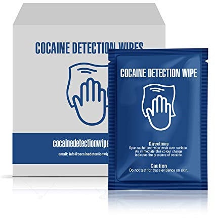 Cocaine Detection Wipes PACK OF Sachets - Detect the presumptive presence of Cocaine on any Surface by Swabbing The Area With Wipe Turning Blue Upon Contact With Drugs (Box of 50)
