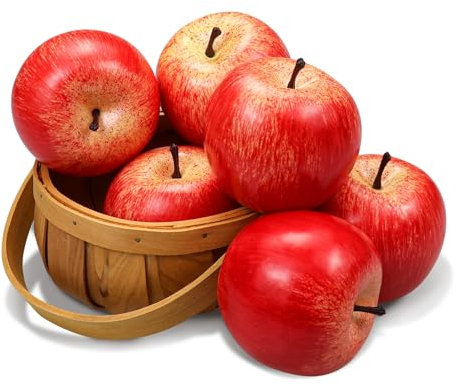 Künstliche Äpfel Gefälschte Frutis-Äpfel, Simulationsäpfel für die Inneneinrichtung Lebensechte Äpfel in normaler Größe Gefälschte Äpfel für die Küchenparty Weihnachtsdekor (6 Stück roter Apfel)