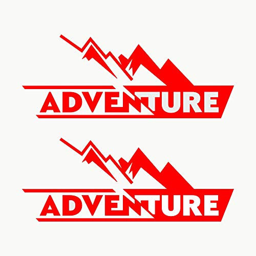 Autodomy Aufkleber Adventure Koffer Motorrad Off Road Trail Sport | Autoaufkleber 2 Einheiten für Van oder Motorrad | Aufkleber 4 x 4 (rot)