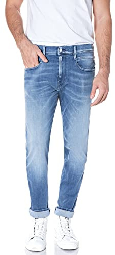 Replay Herren Jeans Anbass Slim-Fit Hyperflex White Shades mit Stretch, Light Blue 010 (Blau), 34W / 36L