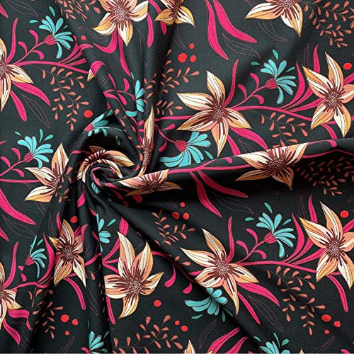 Albstoffe Hamburger Liebe Baumwoll Jersey SHINE - Flourish and Shine (schwarz-multicolor)