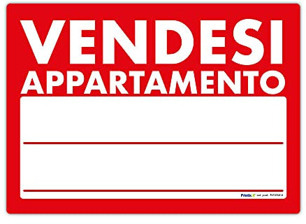 Cartello Vendesi Appartamento f.to 35x25cm - Realizzato su Plastica rigida compatta sp. 1 mm – Ideale per essere posizionato all’aperto.