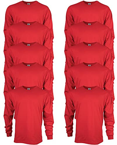 GILDAN Men's, Ultra Cotton Long Sleeve T-Shirt, Style G2400, Red, S