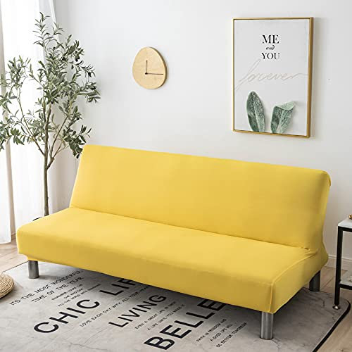 Hiseng Sofabezug 3 Sitzer Ohne Armlehne, Moderner Druck Clic Clac Sofahusse Stretch Schutzhülle Protector Bettcouch Schonbezug Couch überzug Sofabettüberzug (Gelb,150-190cm)