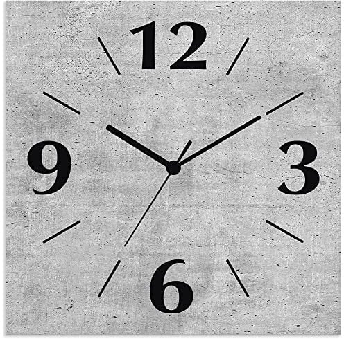 ARTLAND Wanddeko Wanduhr ohne Tickgeräusche Alu Quarzuhr 30x30 cm Quadratisch Lautlos analoge Quarzuhr, 4 Ziffern 30x30 cm Grauer Beton Optik U1RG