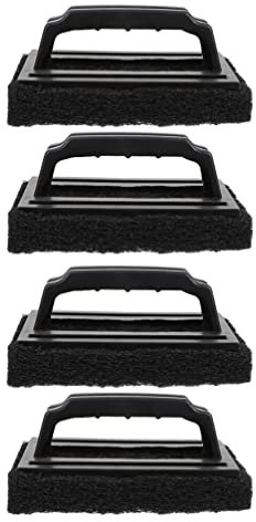 UPKOCH 4Pcs Griddle Grill Cleaning Accessories Tools Griddle Scrubber Scouring Pad with Handle for BBQ Grills Racks Flat Top Grill Pool Toilet Cleaner Supplies