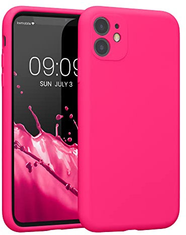 kwmobile Case Compatible with Apple iPhone 11 Case - Slim TPU Silicone Phone Cover - Soft Touch Finish - Neon Pink