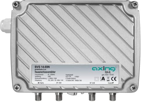 Axing BVS 14-69N CATV Hausanschlussverstärker Kabelfernsehen 40 dB mit Rückkanal Vodafone-Zulassung (85-1218 MHz, 5-65 MHz)