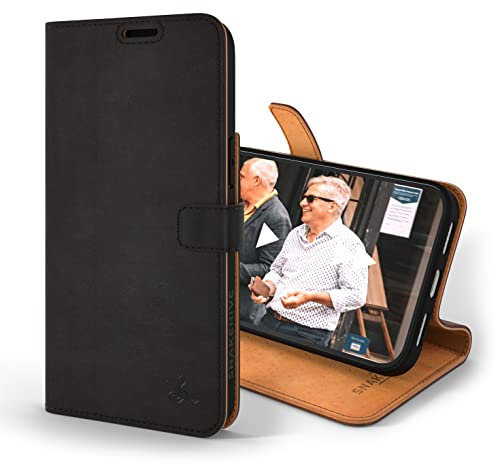 Snakehive Leather Wallet for iPhone 14 Pro Max | Genuine Leather Wallet Phone Case with Card Holder | Flip Folio Case/Cover with Stand | Compatible with iPhone 14 Pro Max | (Black)