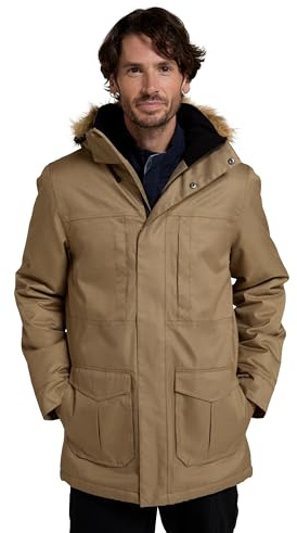 Mountain Warehouse Gorge Mens Long Jacket - Waterproof Raincoat, Breathable, Lightweight, Faux Fur Hooded Puffer Coat - For Walking, Travelling & Outdoors