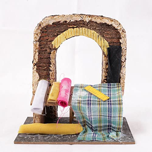 Ambientazione Bancarella Negozi per Presepe Pastori Mestieri Banco dei Venditori per Realizzare Presepi di Natale 15 x 8 x h. 16 cm in resina (Sarto)