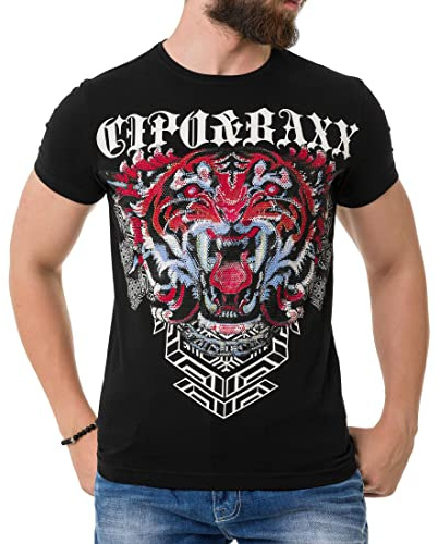 Cipo & Baxx Herren Prägedruck Print T-Shirt Kurzarm CT737