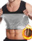 Herren Sauna Weste Saunaanzüge Body Top Shapewear Fitness Korsett Schwitweste Sport Gym Tank Top Kompressionsshirt Ärmellos T-Shirts, Silber, XL