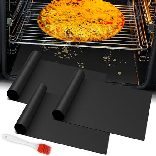 Oven Liners for Bottom of Electric Gas Oven - 3Pack Large Heavy Duty Oven Mat, Non-Stick Oven Floor Protector Liner, Reusable Heat Resistant Stovetop Air Fryer Grill Baking Mat Easy to Clean 23x15.7