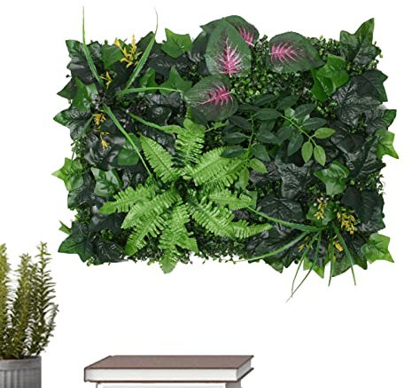 Lambo Mur Végétal Artificiel, Décor Mur Vert avec Protection UV, Haie Artificielle Plant Verte pour Intérieur Extérieur Mariage, 60 X 40 Cm