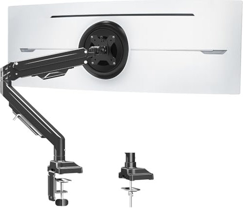 MOUNT PRO Braccio singolo per monitor da 43 pollici fino a 15 kg, supporto per monitor ultrawide resistente, supporto da scrivania per monitor con molla a gas completamente regolabile, montaggio VESA