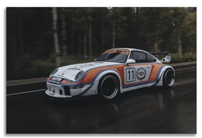 NIZIEE Vintage Rennwagen-Poster 911 993 RWB Sportwagen, dekoratives Gemälde, Leinwand-Poster, 40 x 60 cm