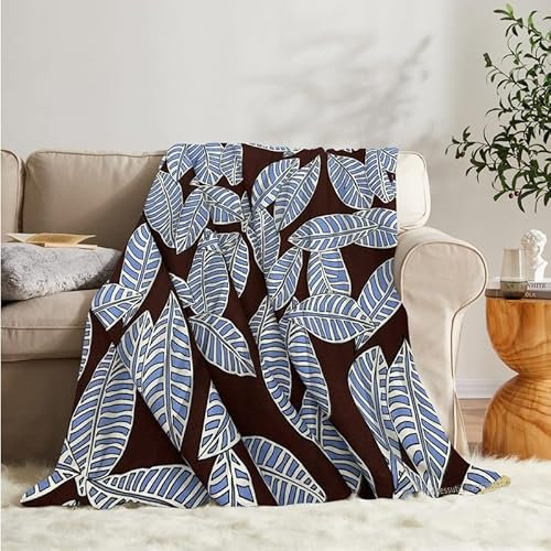 Flanell Fleecedecke Kuscheldecke Blatt 150x200 Große, Anlage Sofa Decke Weiche mit Motiv, Microfaser Wohndecke Plaid Decke Wohnzimmer Couch