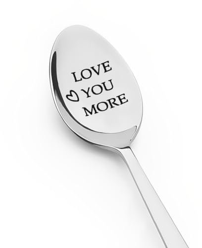 Love You More Spoon Gifts for Husband Anniversary present for Wife Grilfriend Gifts from Boyfriend Dad and Mom Gifts from Son Daughter Graduation Gifts for Him Her Happy Retirement Gifts for Women Men
