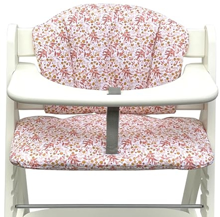 Blausberg Baby - Sitzkissen Set ABWASCHBAR kompatibel mit Alpha Hauck Zubehör für Kinderhochstuhl – Blumenwiese Rosa