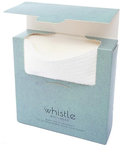 Whistle Wellness Face Towels Disposable Biodegradable Plant Based Travel Pack 10 Count