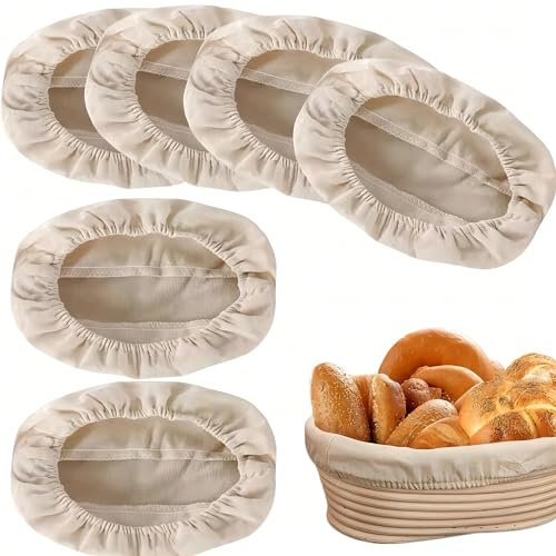 6Pack Oval Bread Proofing Basket Cloth, Liner Sourdough Banneton Proofing Baskets Cloth, Natural Rattan Baking Dough Sourdough Banneton Proofing Basket Cloth Liner (8inch)