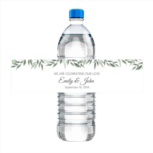 Etiquetas Personalizadas Para Botellas De Agua: Patrón De Hojas De Plantas, Etiquetas Adhesivas Personalizadas Para Botellas, Etiquetas Impermeables Para Botellas Para Bodas, Graduación, Cumplea