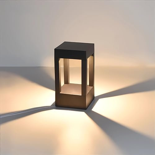 Pageone LED Luces Jardin Exterior, Lámpara Patio Impermeable IP54, Luz Camino Exteriores Aluminio Negro, 10W Luces de suelo Para Entrada Pasarela Paisaje Césped Pasillo Terreza 20CM
