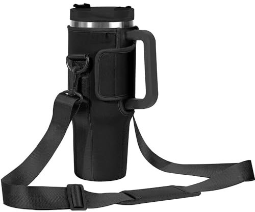 Porte-bouteille d'eau rose avec bandoulière réglable pour tasse Stanley, sac tendance pour bouteille d'eau, pochette pour bouteille d'eau compatible avec gobelet Stanley de 1,2 l pour la marche, la