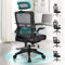 ELFORDSON Ergonomic Office Chair with Flip-up Armrest Footrest for Home Office, Computer Mesh Desk Chair with Headrest Built-in Lumbar Support Swivel Work Chairs, Black