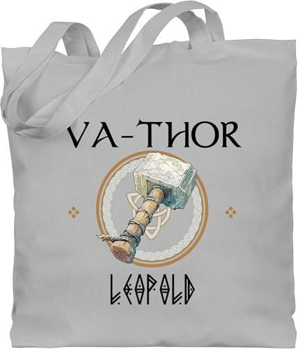 Baumwolltasche - Va-Thor mit Name Vathor | VaThor Vatertagsgeschenk | Geschenk Vatertag | Geschenke zum Vatertag | Vatertagsgeschenk für Papa - Unisize - Hellgrau - vater dad väter personalisierte