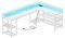 ODK Mesa Gaming con LED, 168×120cm Escritorio Gaming Reversible con 2 Enchufes y 2 Puertos USB, Escritorio Esquinero Grande con Estante de Malla, Blanco